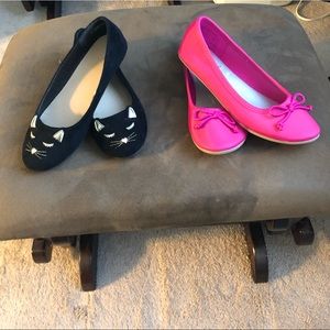 Two pairs of girls ballet flats, size 13.